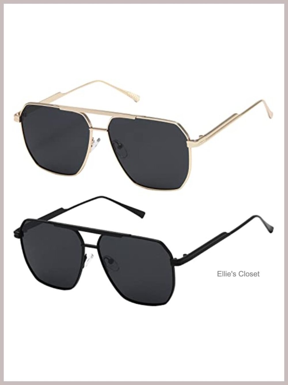 2 Pack Polarized Square Sunglasses UV400 Full Frame Metal Unisex